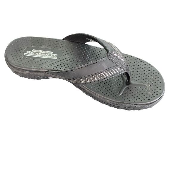 Skechers Men\'s Relaxed Fit 360-Reggae-Cobano Black Sandals Size 12